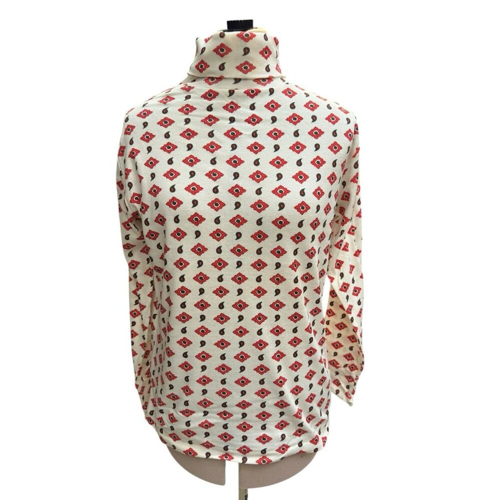Vintage Alison Craig All Over Print Turtleneck Shirt Casual circa 1980's Women M